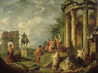 Camponeses entre ruínas romanas, 1743
